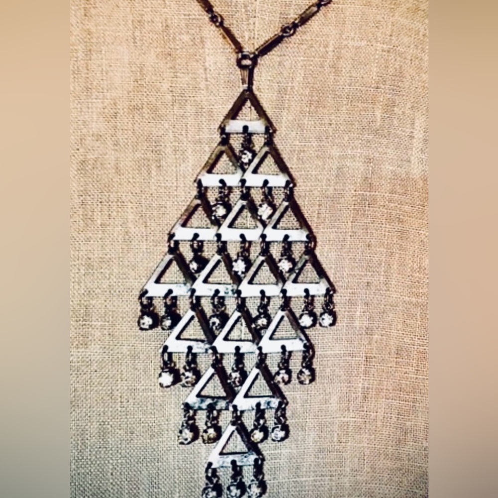 Sarah Coventry Necklace Silver Tone   Vintage Geometric design
